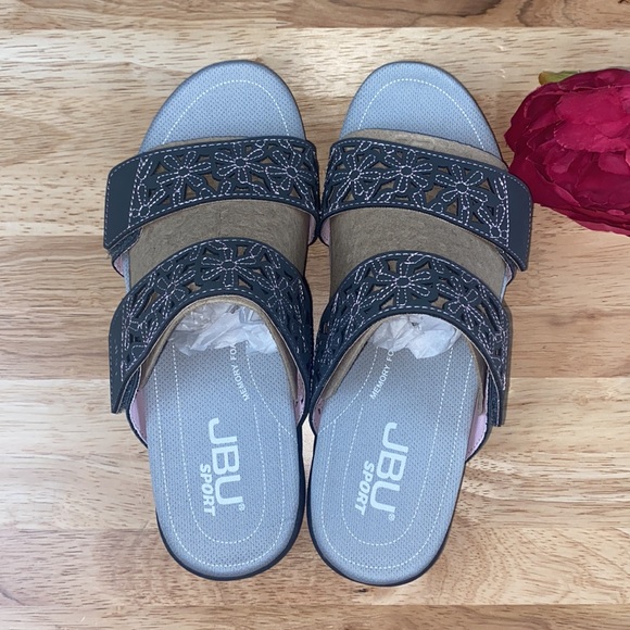 Jambu JBU Sport Grey Wildflower Two Strap Slide Sandal, 6.5M - Picture 4 of 8